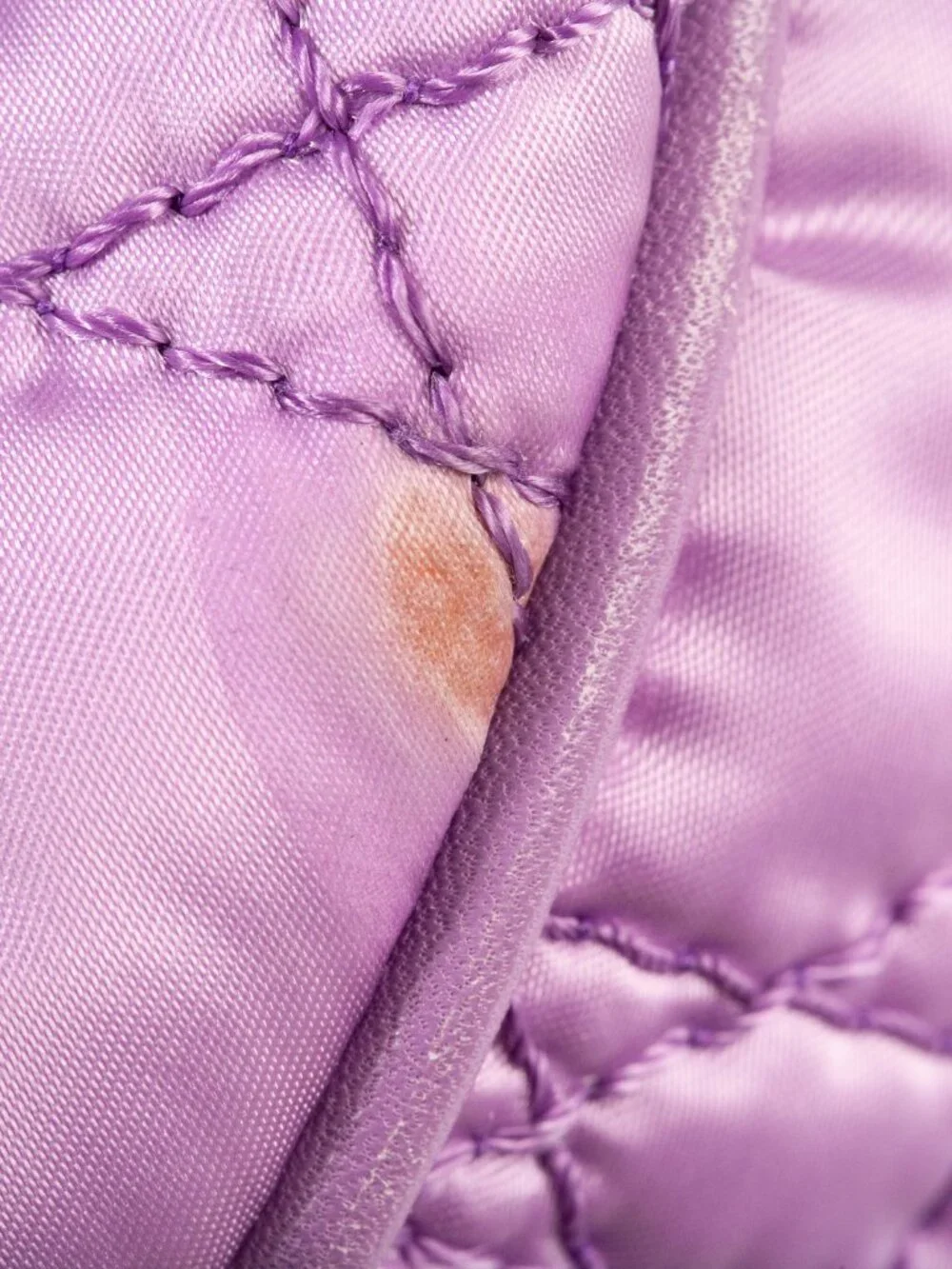 Authentic Christian Dior Light Purple Cannage Quilted Satin Nylon Charming Tote